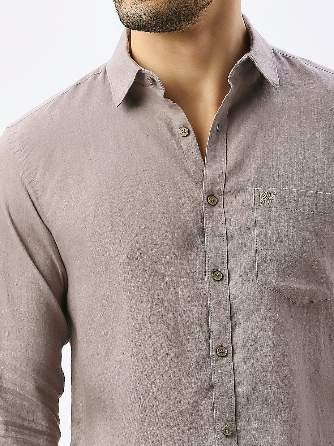 Rustic Khaki Pure Linen Shirt